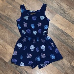 So Blue “Sea Shells” Romper/Jumpsuit Size M (8)